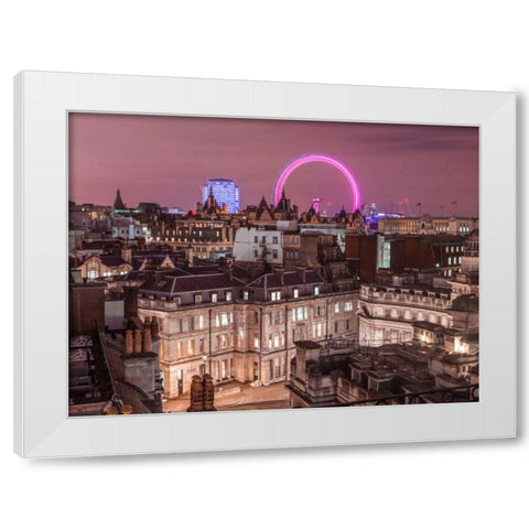 View of London city in evening White Modern Wood Framed Art Print by Frank, Assaf