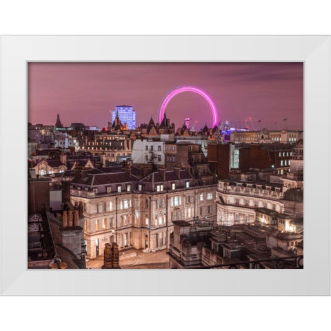 View of London city in evening White Modern Wood Framed Art Print by Frank, Assaf