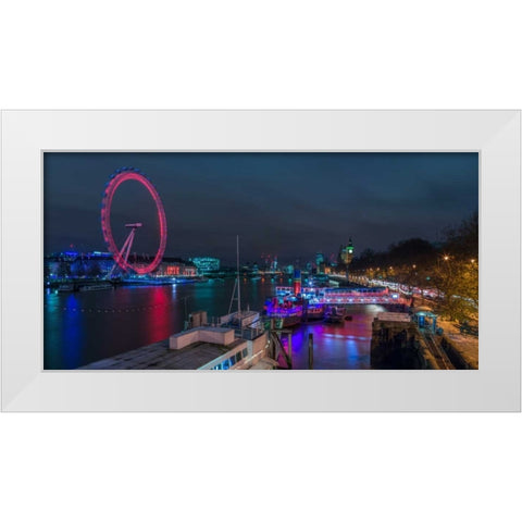 London cityscape with Millennium Wheel White Modern Wood Framed Art Print by Frank, Assaf