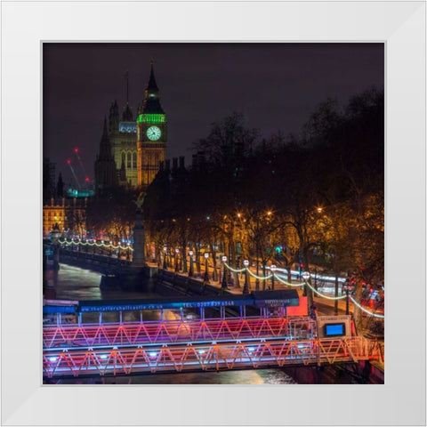 Evening view of Big Ben, London, UK White Modern Wood Framed Art Print by Frank, Assaf