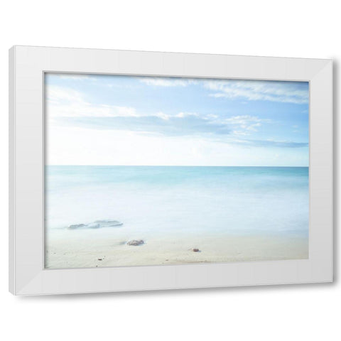 Tranquil beach White Modern Wood Framed Art Print by Frank, Assaf