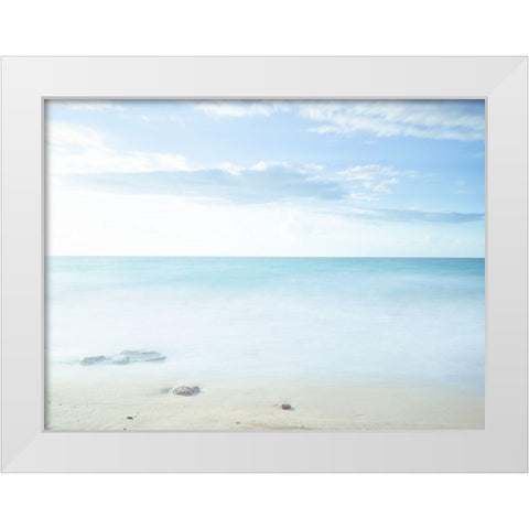 Tranquil beach White Modern Wood Framed Art Print by Frank, Assaf