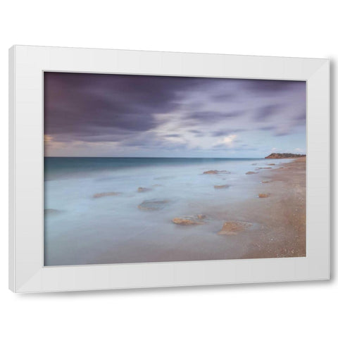 Tranquil beach White Modern Wood Framed Art Print by Frank, Assaf