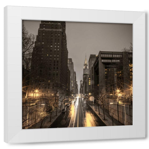 New York city skyline with Chrysler Building in background White Modern Wood Framed Art Print by Frank, Assaf
