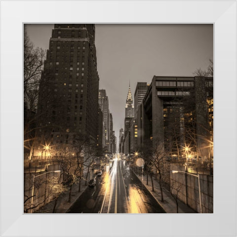 New York city skyline with Chrysler Building in background White Modern Wood Framed Art Print by Frank, Assaf