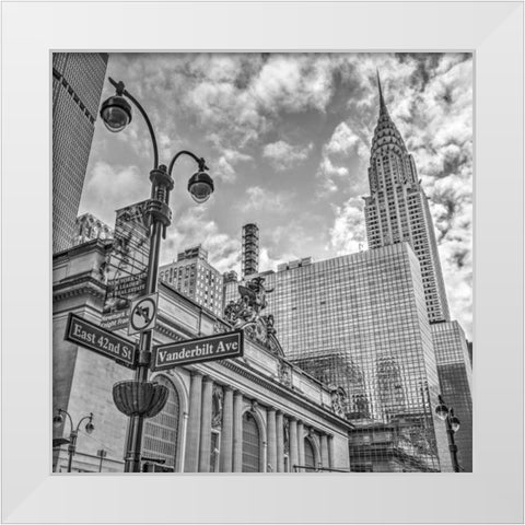 New York city scape with Chrysler Building White Modern Wood Framed Art Print by Frank, Assaf