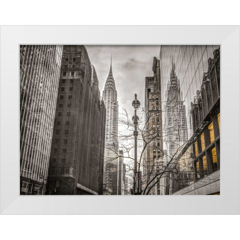 New York city scape with Chrysler Building White Modern Wood Framed Art Print by Frank, Assaf