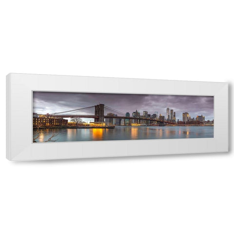 Brooklyn Bridge and Manhattan skyline, New York, FTBR-1835 White Modern Wood Framed Art Print by Frank, Assaf