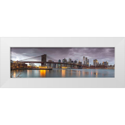 Brooklyn Bridge and Manhattan skyline, New York, FTBR-1835 White Modern Wood Framed Art Print by Frank, Assaf