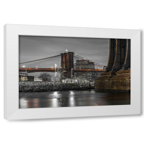 Brooklyn Bridge-New York White Modern Wood Framed Art Print by Frank, Assaf