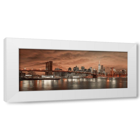Brooklyn Bridge and Manhattan White Modern Wood Framed Art Print by Frank, Assaf