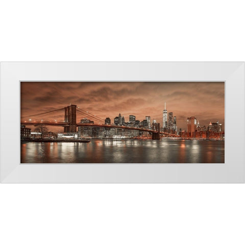 Brooklyn Bridge and Manhattan White Modern Wood Framed Art Print by Frank, Assaf