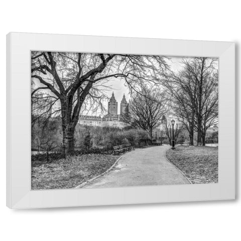 Central park with Manhattan skyline, New York White Modern Wood Framed Art Print by Frank, Assaf