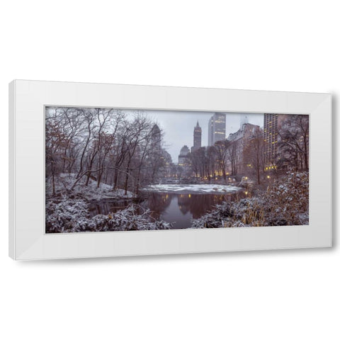Central park with Manhattan skyline, New York White Modern Wood Framed Art Print by Frank, Assaf