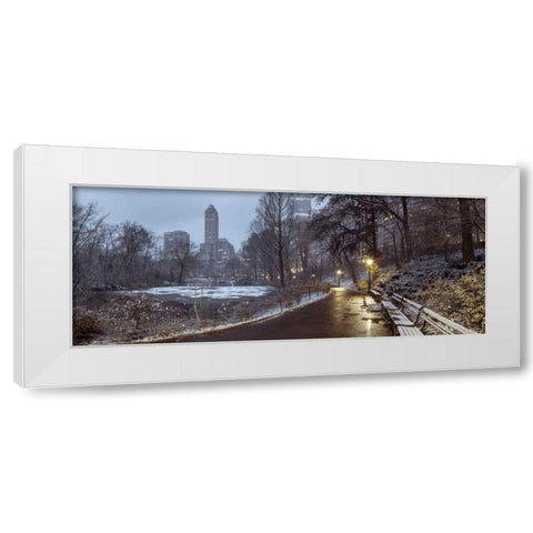 Central park with Manhattan skyline, New York White Modern Wood Framed Art Print by Frank, Assaf