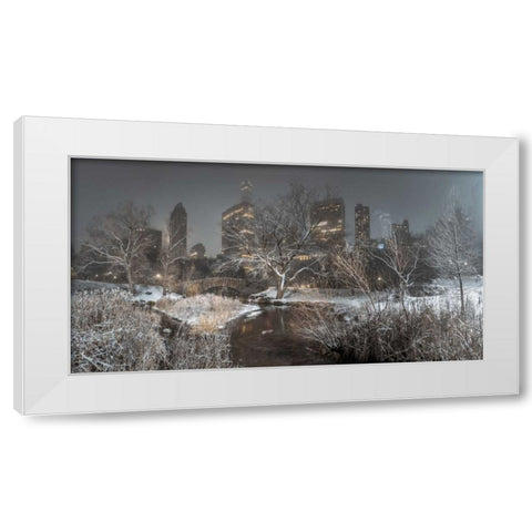 Central park with Manhattan skyline, New York White Modern Wood Framed Art Print by Frank, Assaf