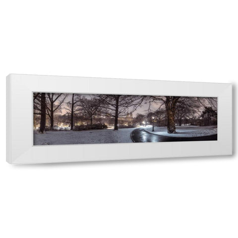Central park with Manhattan skyline, New York White Modern Wood Framed Art Print by Frank, Assaf