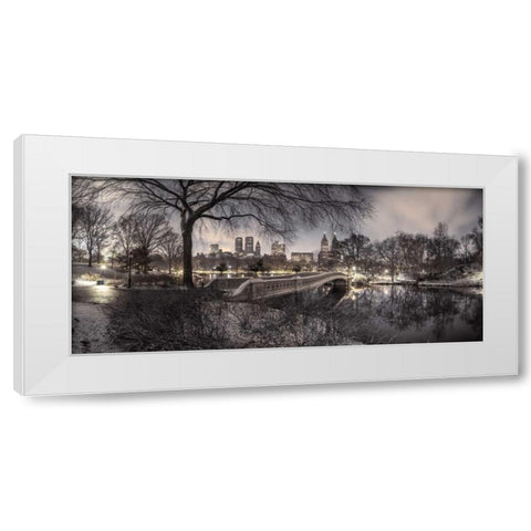 Central park with Manhattan skyline, New York White Modern Wood Framed Art Print by Frank, Assaf