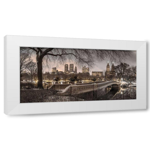Central park with Manhattan skyline, New York White Modern Wood Framed Art Print by Frank, Assaf