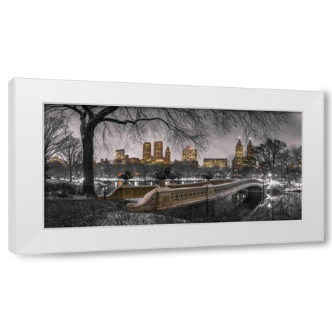 Central park with Manhattan skyline, New York White Modern Wood Framed Art Print by Frank, Assaf