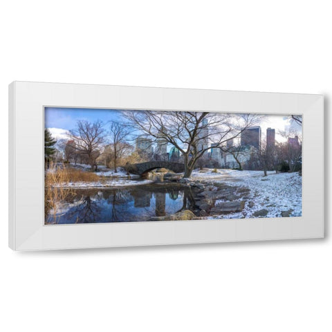 Central park with Lower Manhattan skyline, New York White Modern Wood Framed Art Print by Frank, Assaf