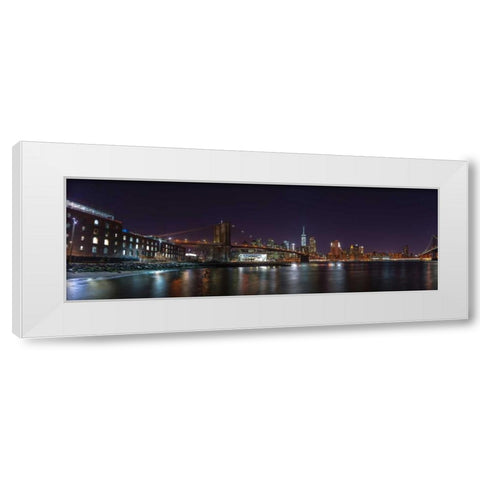 Brooklyn bridge and Lower Manhattan skyline, New York White Modern Wood Framed Art Print by Frank, Assaf
