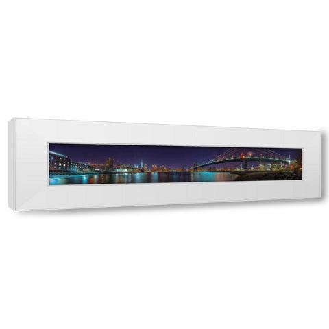 Brooklyn bridge and Manhattan bridge over East river, Lower Manhattan, New York White Modern Wood Framed Art Print by Frank, Assaf