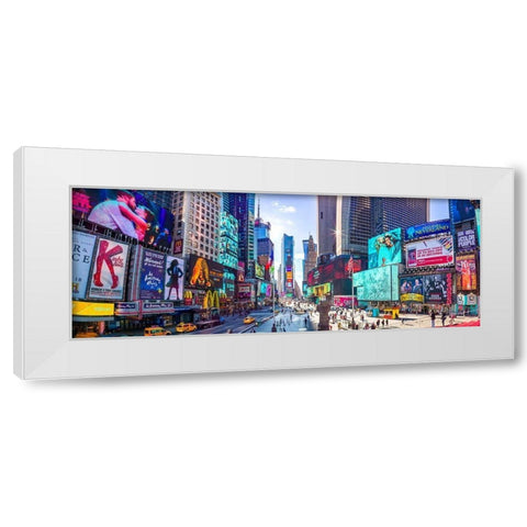 Times Square-New York City White Modern Wood Framed Art Print by Frank, Assaf