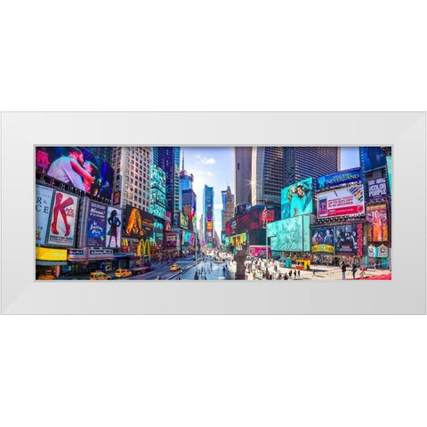 Times Square-New York City White Modern Wood Framed Art Print by Frank, Assaf