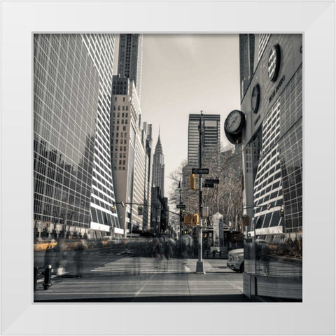 New York cityscape White Modern Wood Framed Art Print by Frank, Assaf