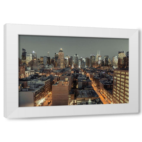 Lower Manhattan-New York White Modern Wood Framed Art Print by Frank, Assaf