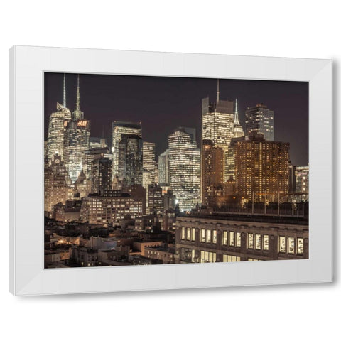 Lower Manhattan cityscape, New York White Modern Wood Framed Art Print by Frank, Assaf