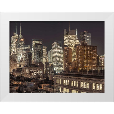 Lower Manhattan cityscape, New York White Modern Wood Framed Art Print by Frank, Assaf