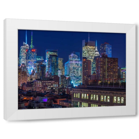Lower Manhattan cityscape, New York White Modern Wood Framed Art Print by Frank, Assaf