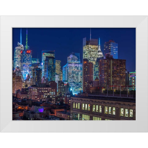 Lower Manhattan cityscape, New York White Modern Wood Framed Art Print by Frank, Assaf