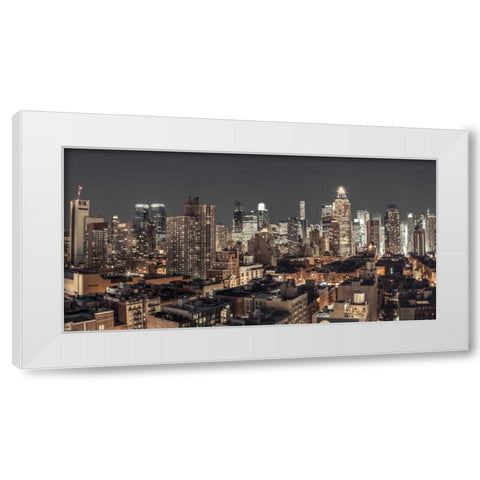 Lower Manhattan cityscape, New York White Modern Wood Framed Art Print by Frank, Assaf