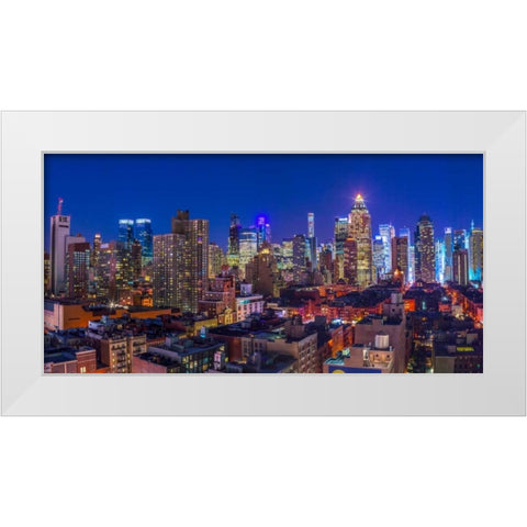 Lower Manhattan cityscape, New York White Modern Wood Framed Art Print by Frank, Assaf