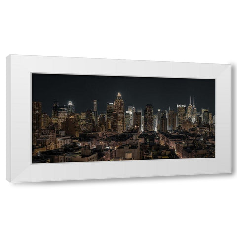 Lower Manhattan-New York White Modern Wood Framed Art Print by Frank, Assaf