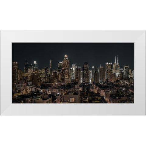 Lower Manhattan-New York White Modern Wood Framed Art Print by Frank, Assaf