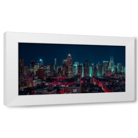 Lower Manhattan-New York White Modern Wood Framed Art Print by Frank, Assaf