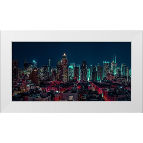 Lower Manhattan-New York White Modern Wood Framed Art Print by Frank, Assaf