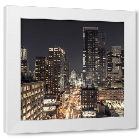 Lower Manhattan cityscape, New York White Modern Wood Framed Art Print by Frank, Assaf