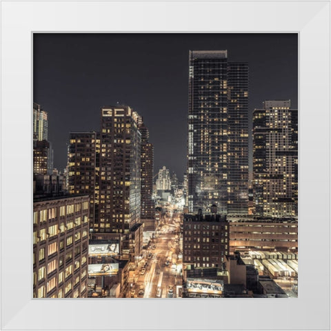 Lower Manhattan cityscape, New York White Modern Wood Framed Art Print by Frank, Assaf
