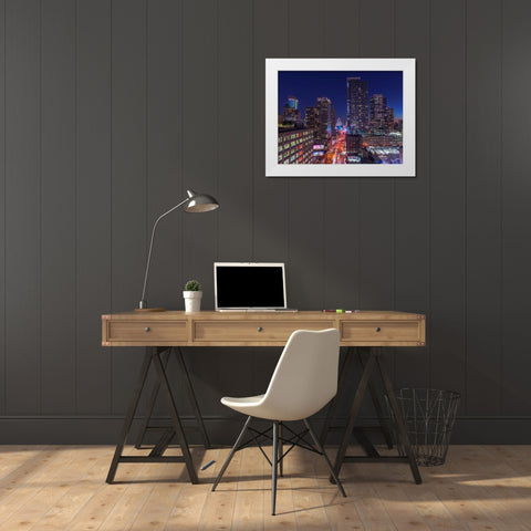 Lower Manhattan cityscape, New York White Modern Wood Framed Art Print by Frank, Assaf
