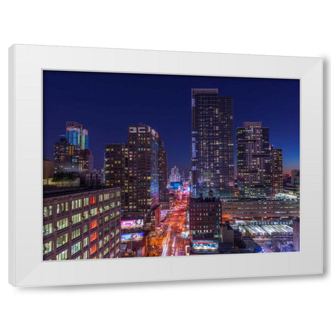 Lower Manhattan cityscape, New York White Modern Wood Framed Art Print by Frank, Assaf