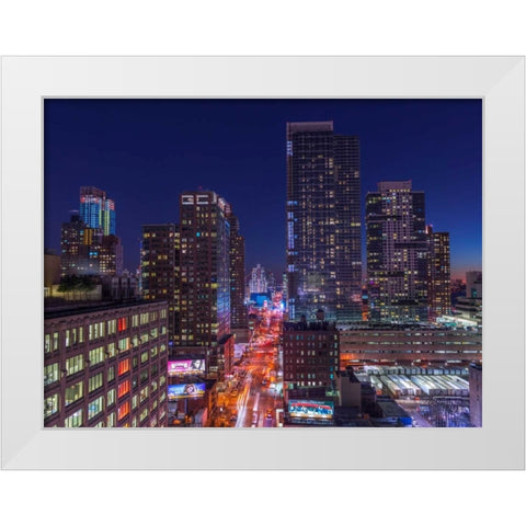 Lower Manhattan cityscape, New York White Modern Wood Framed Art Print by Frank, Assaf
