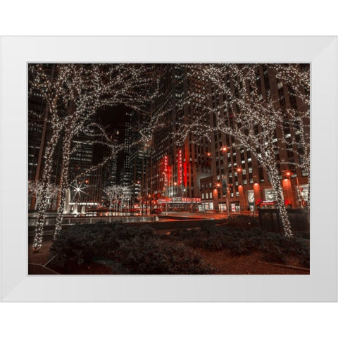New York city stret in night White Modern Wood Framed Art Print by Frank, Assaf