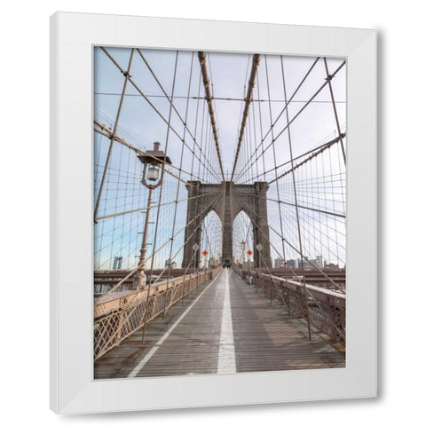 Brooklyn bridge, New York White Modern Wood Framed Art Print by Frank, Assaf
