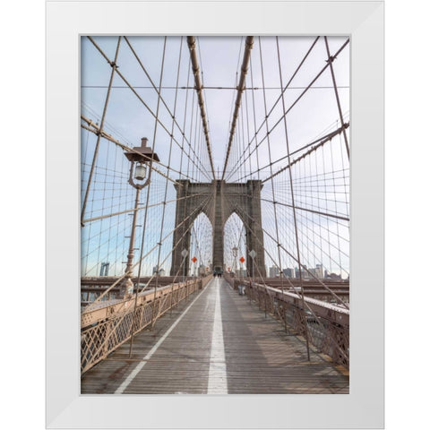 Brooklyn bridge, New York White Modern Wood Framed Art Print by Frank, Assaf