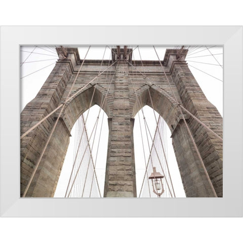 Brooklyn bridge, New York White Modern Wood Framed Art Print by Frank, Assaf